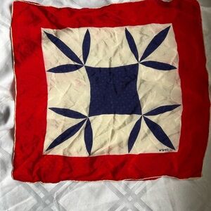 Vintage Vera Neumann Red and Blue Geometric Scarf